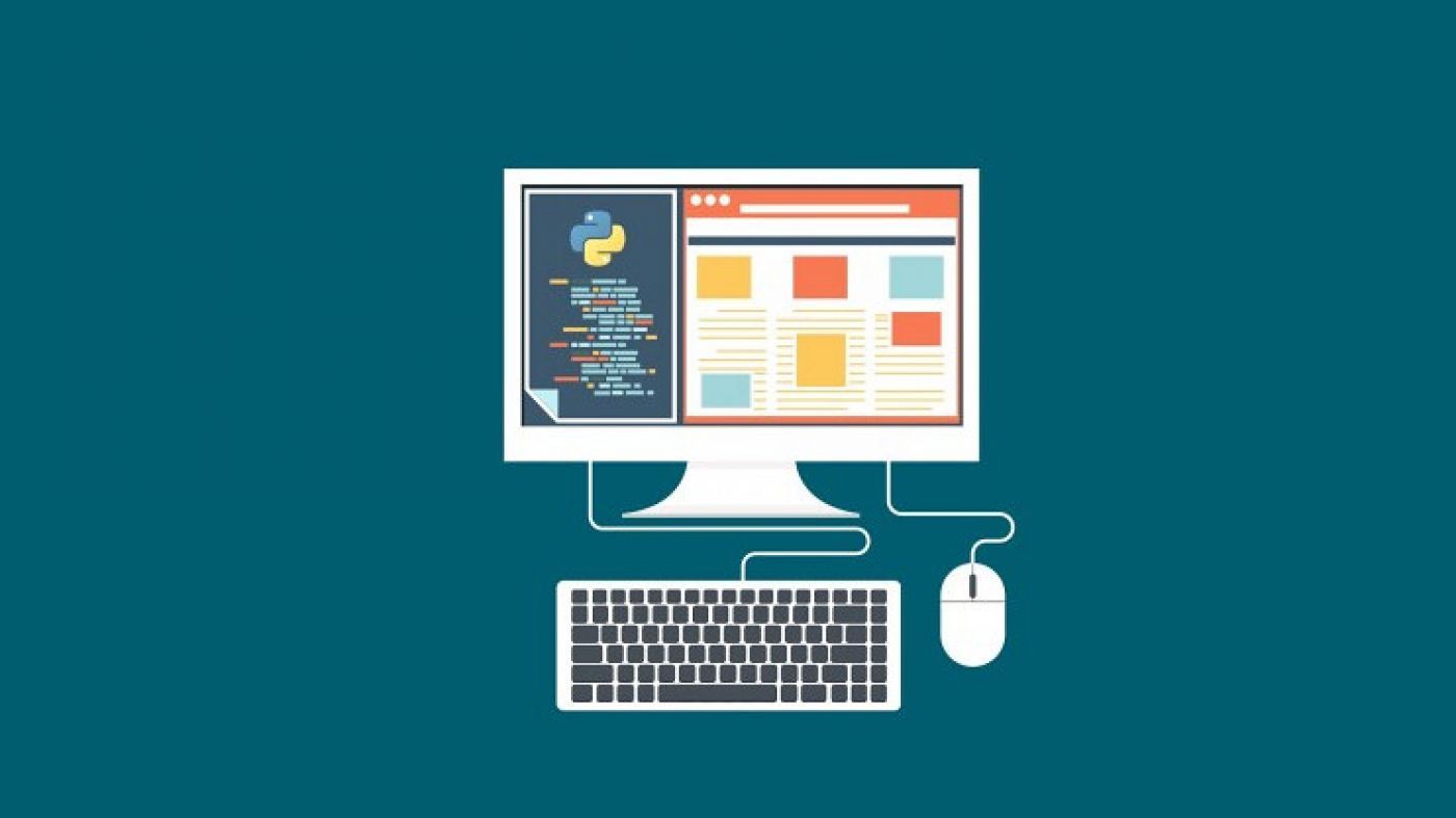 a graphic image of a computer with keyboard and mouse